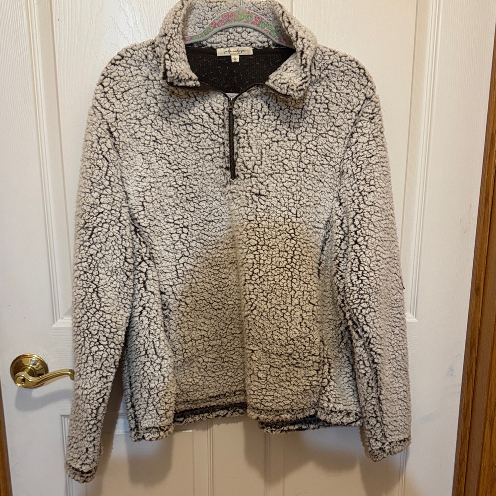 Cozy Gray Sherpa Quarter-Zip Sweatshirt